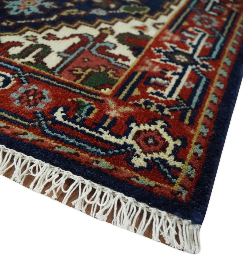 10 feet runner Hand knotted Mustard, Blue and Brown Traditional wool area rug