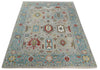 10x14 All Wool Traditional Silver and Blue Vibrant Colorful Hand knotted Oushak Area Rug