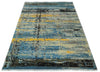 10x14 Fine Hand Knotted Blue and Black Modern Abstract Style Antique Wool and Silk Area Rug | AGR49