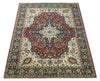 8x10 and 10x14 Fine Hand Knotted Rust, Ivory and Blue Traditional Vintage Heriz Serapi Antique Wool Rug