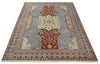 10x14 Hand Knotted Heriz Serapi Ivory, Rust, Gray and Peach Floral Area Rug