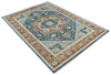 10x14 Hand Knotted Rust and Blue Traditional Persian Vintage Heriz Serapi Wool Rug | TRDCP5521014