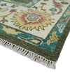 10x14 Wool Traditional Persian Olive and Ivory Vibrant Colorful Hand knotted Oushak Area Rug | TRDCP10621014