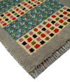 1.5x2 Blue, Beige and Brown Wool Hand Knotted traditional Vintage Antique Southwestern Gabbeh Rug| TRDCP555152