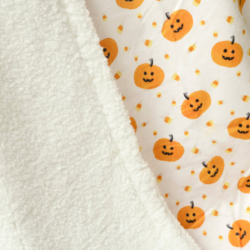 Candy Corn And Pumpkins Sherpa Baby Blanket