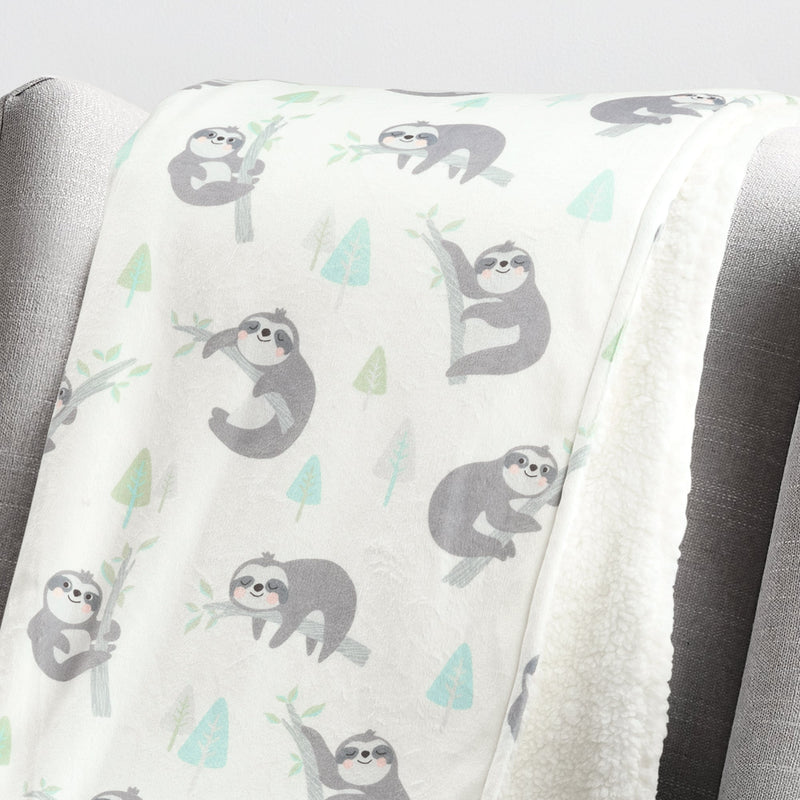 Hygge Sloth Soft Sherpa Baby Blanket
