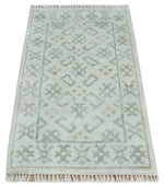 2x3 Hand Knotted Gray and Silver Oushak Wool Rug, Entryway Rug | TRDCP125023
