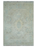 2x3 Hand Knotted Silver, Ivory and Gray Heriz Serapi Wool Area Rug