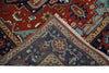 Rust and Blue Hand Knotted Traditional Heriz Serapi Multi Size wool Area Rug