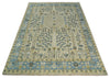 Tree of life Beige and Blue Traditional Hand Knotted Multi Size Wool Area Rug