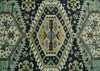 Custom Made Hand Knotted Blue, Ivory and Olive Traditional Oriental wool Area Rug
