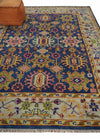 Custom Made Hand Knotted Blue, Gold and Beige Oriental Oushak wool Area Rug