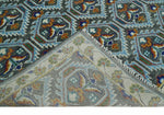 Charcoal, Blue and Ivory Traditional Hand Knotted Multi Size Wool area Rug