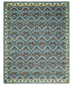 Charcoal, Blue and Ivory Traditional Hand Knotted Multi Size Wool area Rug