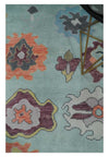 Custom Made Vibrant Colorful Aqua, Blue, Purple and Gray Hand Knotted Traditional Oushak Wool Area Rug