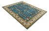 Hand Knotted Teal Blue and Ivory Traditional Vintage Style Multi size Wool Area Rug