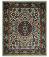 Hand Knotted traditional Oriental Ivory, Rust and Gray Multi Size wool Area Rug