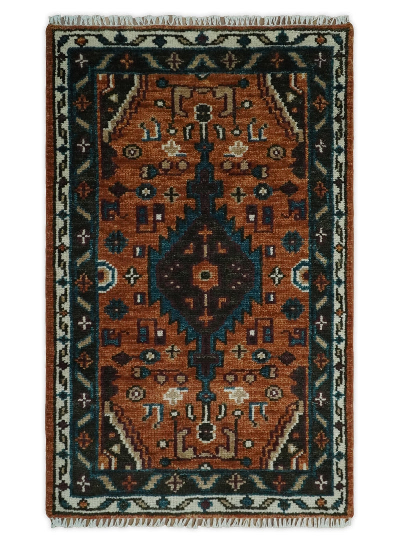 Rust, Ivory and Brown Oriental Traditional Hand knotted Multi Size Area Rug