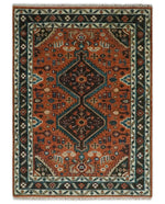 Rust, Ivory and Brown Oriental Traditional Hand knotted Multi Size Area Rug