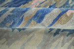 5x8 Blue and Silver Abstract Handmade Wool and Art Silk Area Rug