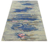 5x8 Blue and Silver Abstract Handmade Wool and Art Silk Area Rug