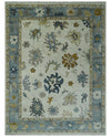 Custom Made Traditional Oushak Ivory and Silver Hand knotted wool Area Rug