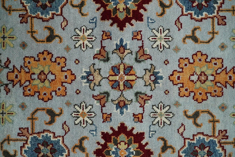 8x10 Blue and Ivory Hand Knotted Antique Turkish Oushak Large Wool Area Rug | TRDCP405810