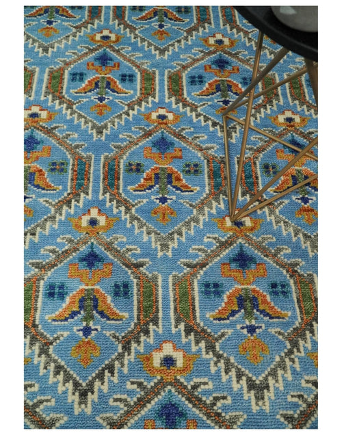 Blue, Brown and Beige Hand Knotted Wool Antique Vintage Style Multi size wool Area Rug