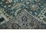 8x10 Hand Knotted Blue and Ivory Traditional Antique Style Wool Area Rug | TRDCP1600810S