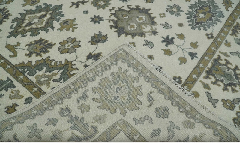 8x10 Hand Knotted Ivory, Brown and Gray Traditional Vintage Persian Style Antique Wool Rug | TRDCP820810