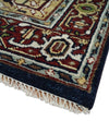 8x10 Hand Knotted Navy Blue, Ivory and Rust Traditional Vintage Heriz Serapi Antique Wool Rug | TRDCP559810