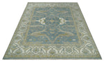 8x10 Hand Knotted Oriental Oushak Gray, Ivory and Beige Wool Area Rug | TRDCP1166810