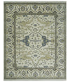 8x10 Hand Knotted Oriental Oushak Ivory, Camel and Gray Wool Area Rug | TRDCP1056810