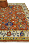 8x10 Hand Knotted Rust and Ivory Traditional Vintage Persian Oushak Antique Wool Rug | TRDCP658