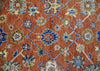 Rust, Ivory and Blue Hand Knotted Oriental Oushak Custom Made wool Area Rug