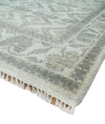 8x10 Hand Knotted Turkish Ivory and Silver Traditional Antique Persian Area Rug | TRDCP1120810S