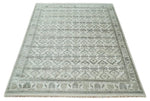 8x10 Hand Knotted Turkish Ivory and Silver Traditional Antique Persian Area Rug | TRDCP1120810S