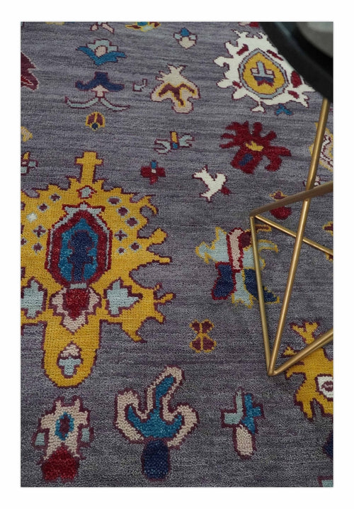 8x10 Modern Oushak Hand Knotted Persian Purple and Ivory Colorful Wool Area Rug | TRDCP841810