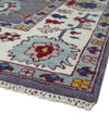 8x10 Modern Oushak Hand Knotted Persian Purple and Ivory Colorful Wool Area Rug | TRDCP841810