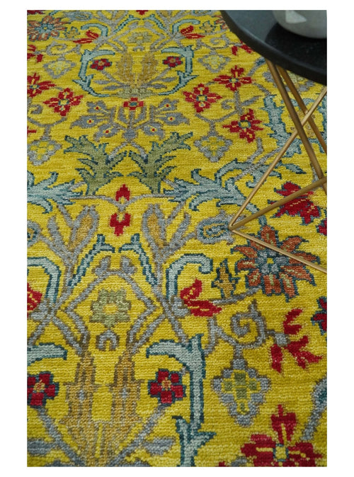 8x10 Wool Blue, Gold and Red Vibrant Colorful Traditional Eclectic Hand knotted Bohemian Area Rug | TRDCP318810