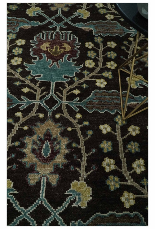 8x10 Wool Traditional Black, Beige and Blue Antique Style Hand knotted Oushak Area Rug | TRDCP1500810S