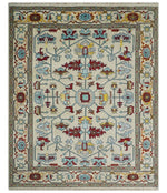 8x10 Wool Traditional Persian Blue and Ivory Hand knotted Oushak Area Rug | TRDCP788810