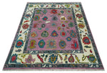 8x10 Wool Traditional Persian Purple and Ivory Vibrant Colorful Hand knotted Oushak Area Rug | TRDCP1125810S
