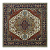 8x8, 8x10, 9x12,10x14 and 12x15 Hand Knotted Ivory and Blue Traditional Heriz Serapi Antique Wool Rug | TRDCP76