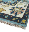 9x12 Antique Hand Knotted Blue and Ivory Traditional Vintage Persian Oushak Wool Rug | TRDCP954912