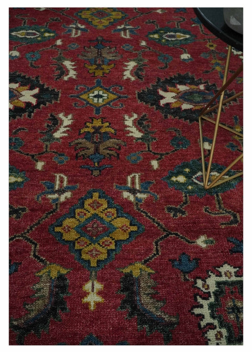 9x12 Antique Hand Knotted Rust and Charcoal Traditional Oushak Wool Area Rug | TRDCP1371912
