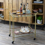 Leather-Wrapped Iron Bar Cart L114