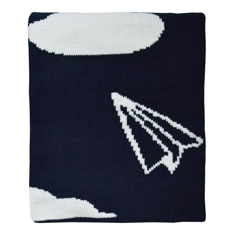 Paper Airplanes Chenille Knit Baby Blanket