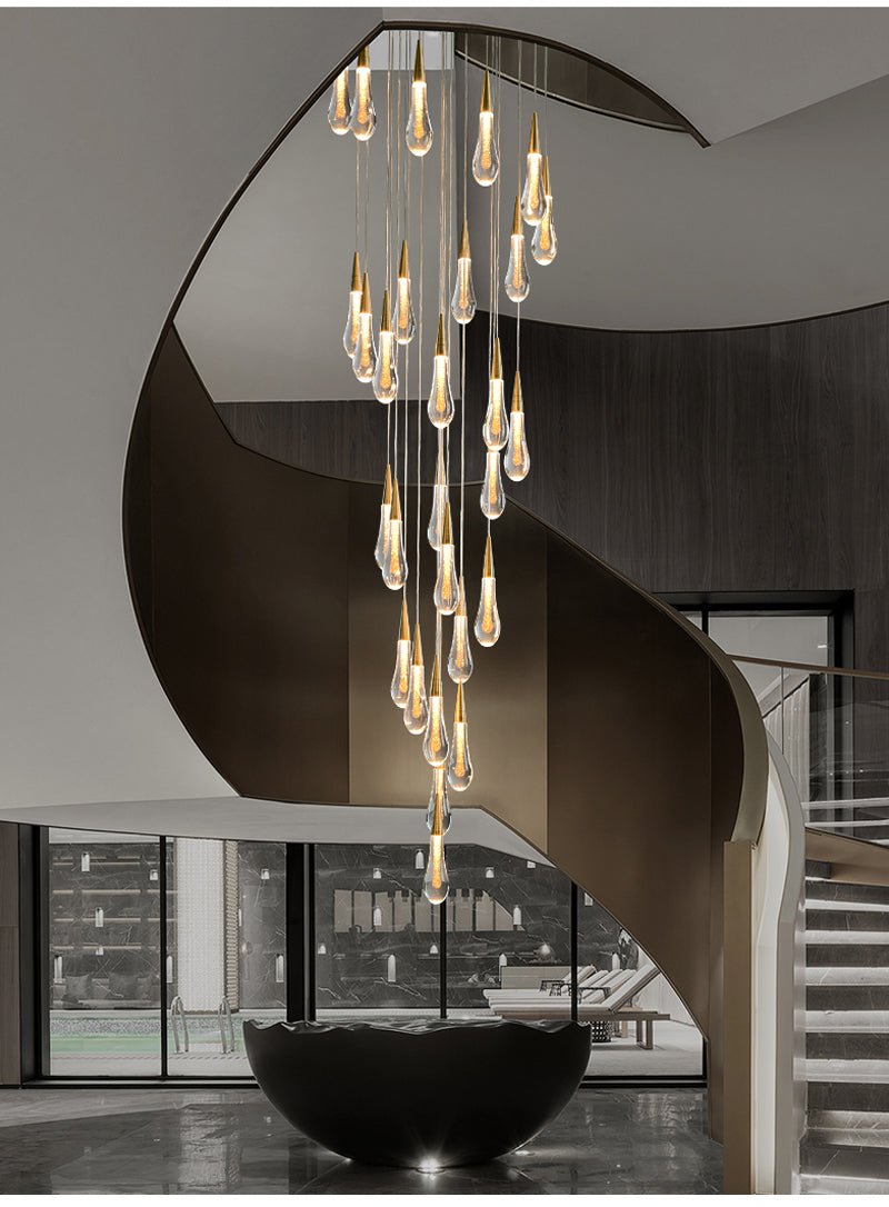 MIRODEMI® Long hanging crystal lamp for luxury living room, staircase, dining room, stairwell
