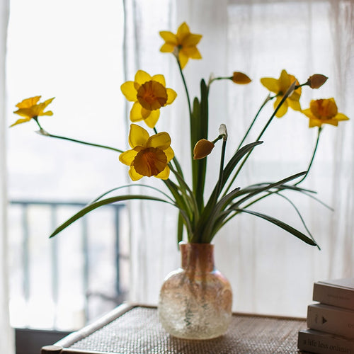 Artificial Silk Yellow Faux Daffodil Flower Stem 19" Tall